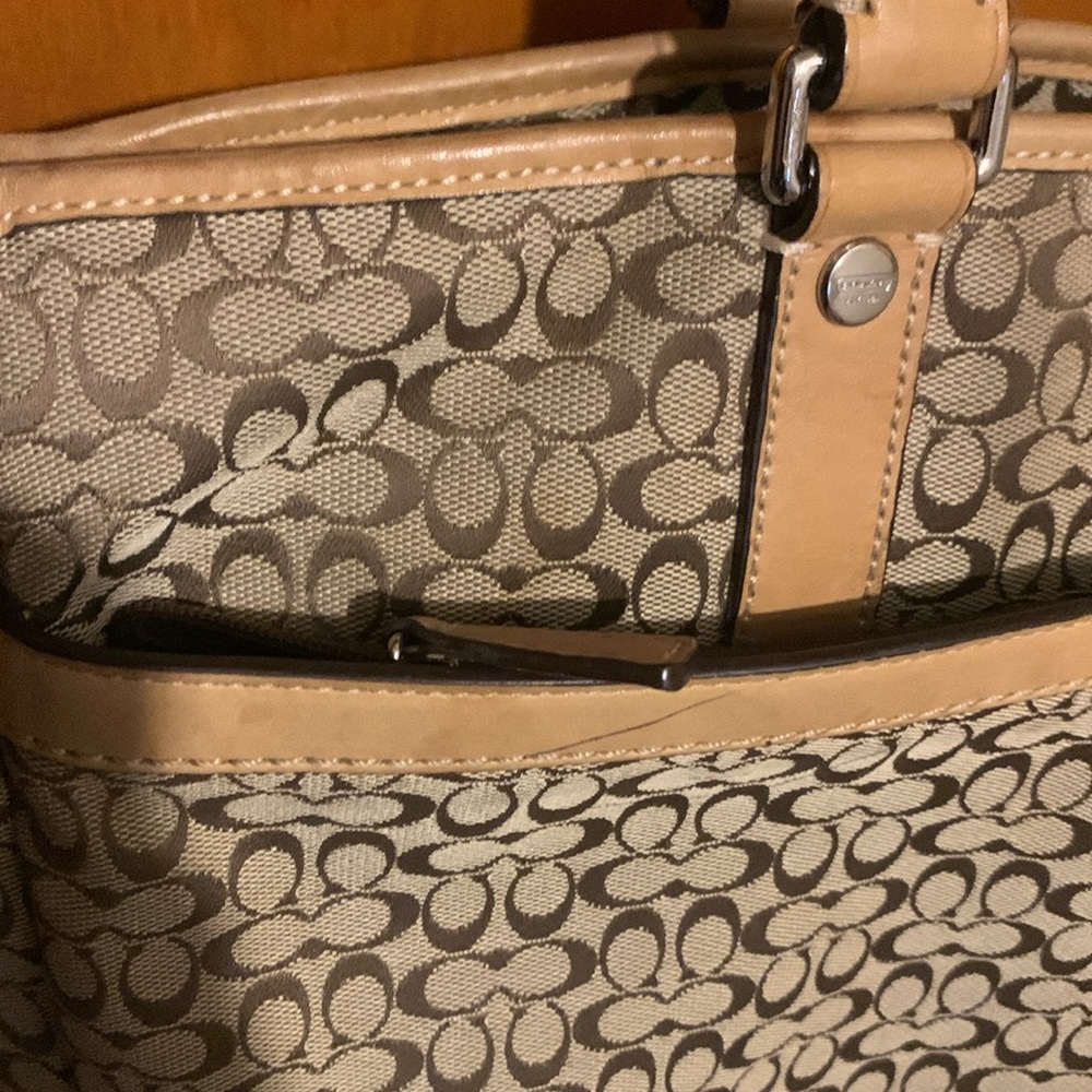 Coach Tan Double Strap Multi Pocket Tote Purse - Picture 14 of 15